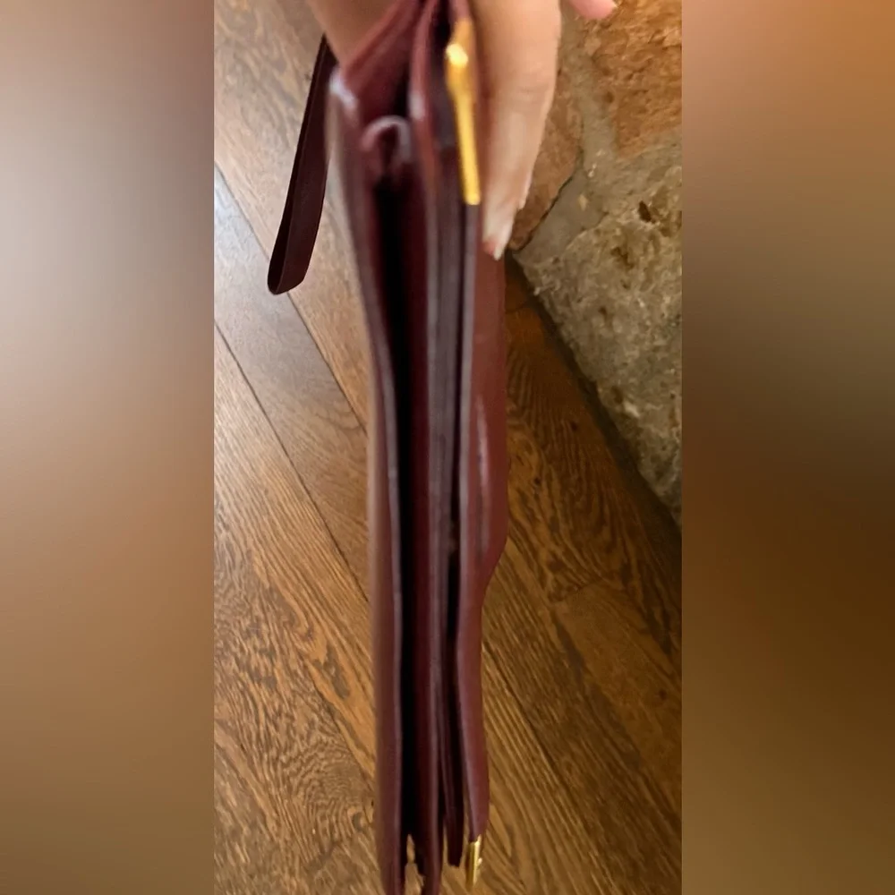 Authentic Cartier Burgundy Leather Clutch with Gold Accents - Picture 13 of 17